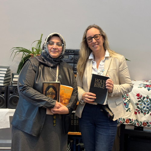 2-A-Chaplain Becky Mantynen.jpg 3-A-Chaplain Mantynen speaks with Chaplain Aksu.jpeg 1-A-Chaplains Aksu and Mantynen.jpg