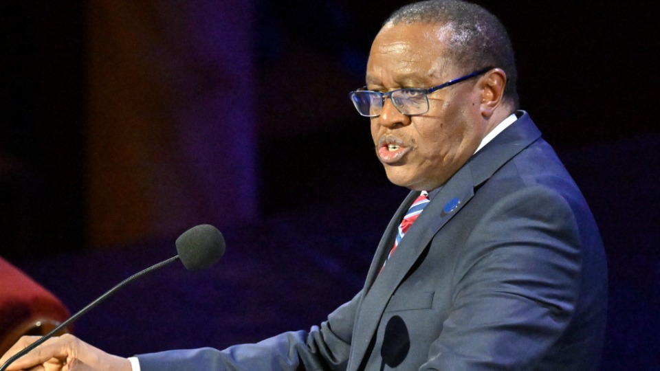 Francis Kuria Kagema, secrétaire général de Religions pour la paix, prend la parole lors de la cérémonie d’ouverture du forum interreligieux du G20 2026 dans le Tabernacle de Salt Lake City, le jeudi 15 octobre 2026.